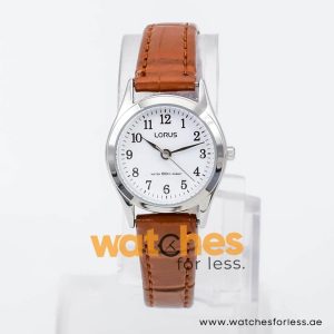 Lorus by Seiko Women’s Quartz Brown Leather Strap White Dial 24mm Watch RRS13VX