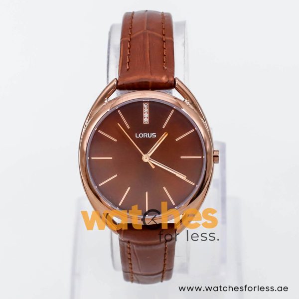 Lorus by Seiko Women’s Quartz Brown Leather Strap Brown Dial 33mm Watch RG209KX9