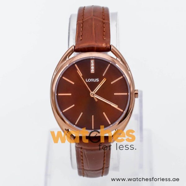 Lorus by Seiko Women’s Quartz Brown Leather Strap Brown Dial 33mm Watch RG209KX9