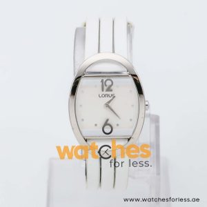 Lorus by Seiko Women’s Quartz White Leather Strap Silver Sunray Dial 27mm Watch RRW13CX9