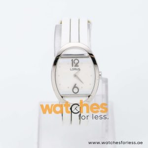 Lorus by Seiko Women’s Quartz White Leather Strap Silver Sunray Dial 27mm Watch RRW13CX9