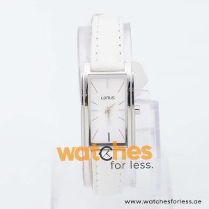 Lorus by Seiko Women’s Quartz White Leather Strap Silver Sunray Dial 20mm Watch RRW05EX9
