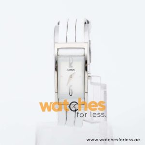 Lorus by Seiko Women’s Quartz White Leather Strap Silver Sunray Dial 19mm Watch RRW13BX9