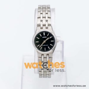 Lorus by Seiko Women’s Quartz Silver Stainless Steel Black Dial 24mm Watch RRS75NX9