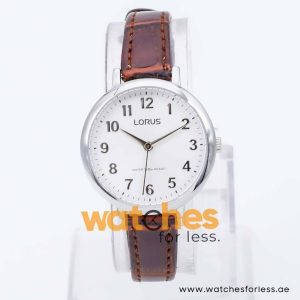 Lorus by Seiko Women’s Quartz Dark Brown Leather Strap White Dial 32mm Watch RG237MX8
