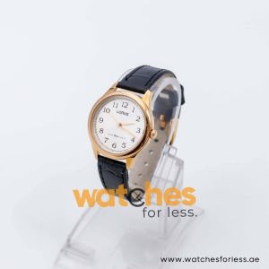 Lorus by Seiko Women’s Quartz Black Leather Strap White Dial 30mm Watch RRS14WX9