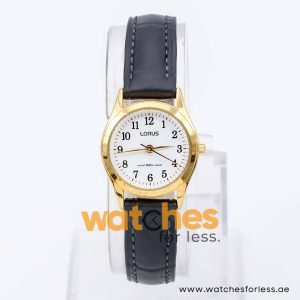 Lorus by Seiko Women’s Quartz Black Leather Strap White Dial 24mm Watch RRS12VX9