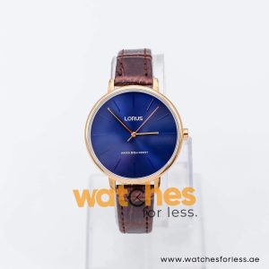 Lorus by Seiko Women’s Quartz Dark Brown Leather Strap Blue Dial 36mm Watch RG214NX9