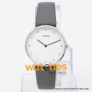 Lorus by Seiko Women’s Quartz Grey Leather Strap White Dial 32mm Watch RM201AX9