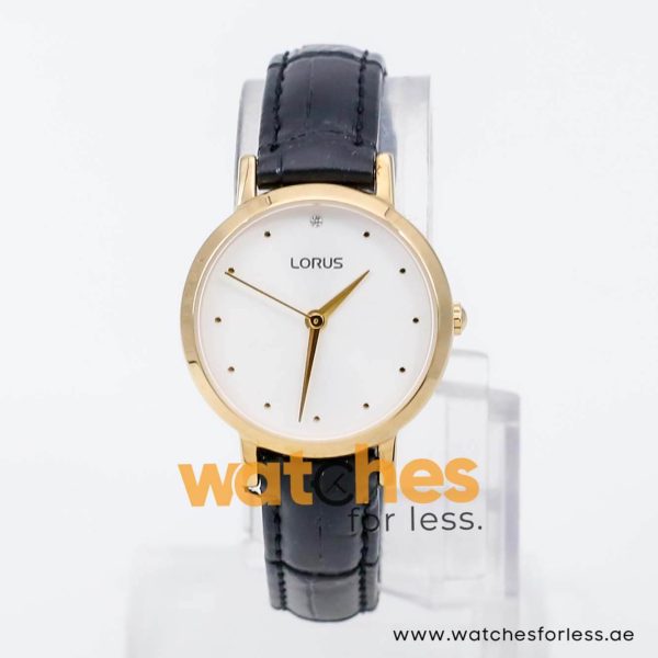 Lorus by Seiko Women’s Quartz Black Leather Strap Silver Dial 28mm Watch RG252MX8