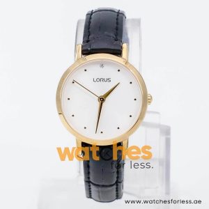 Lorus by Seiko Women’s Quartz Black Leather Strap Silver Dial 28mm Watch RG252MX8