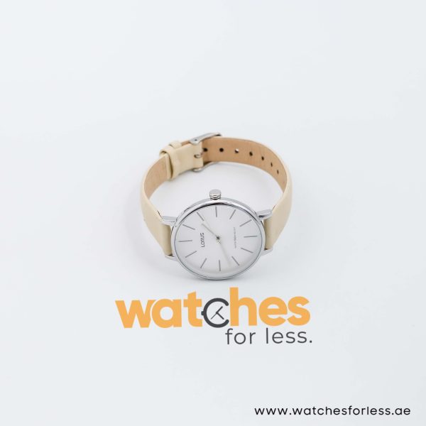 Lorus by Seiko Women’s Quartz Cream Leather Strap Silver Sunray Dial 36mm Watch RG213NX8 UAE DUBAI AJMAN SHARJAH ABU DHABI RAS AL KHAIMA UMM UL QUWAIN ALAIN FUJAIRAH