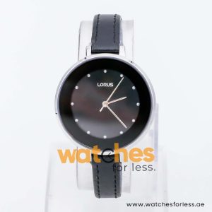 Lorus by Seiko Women’s Quartz Black Leather Strap Black Dial 36mm Watch RG225MX9
