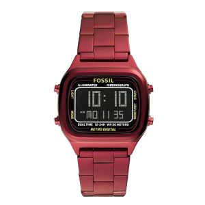 Fossil Men’s Digital Red Stainless Steel Negative Display Dial 40mm Watch FS5897