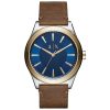 Armani Exchange Men’s Quartz Brown Leather Strap Blue Dial 44mm Watch AX2334