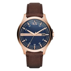 Armani Exchange Men’s Quartz Brown Leather Strap Blue Dial 46mm Watch AX2172