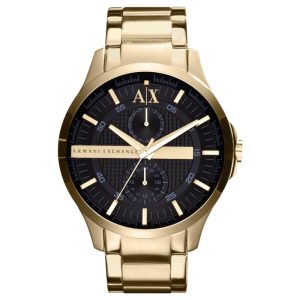 Armani Exchange Men’s Quartz Gold Stainless Steel Black Dial 46mm Watch AX2122
