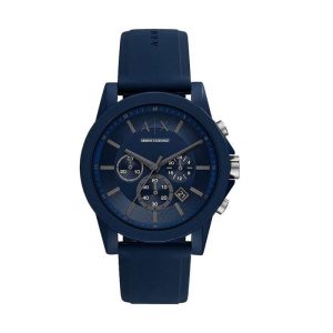 Armani Exchange Men’s Quartz Navy Blue Silicone Strap Navy Blue Dial 44mm Watch AX7128