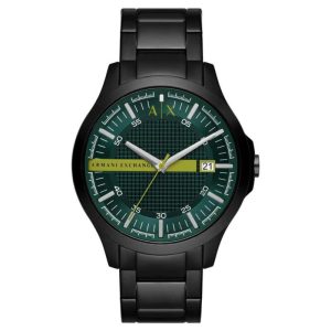 Armani Exchange Men’s Quartz Black Stainless Steel Green Dial 46mm Watch AX2450