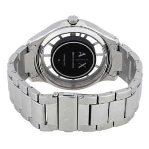 Armani Exchange Men’s Quartz Silver Stainless Steel Grey Skeleton Dial 46mm Watch AX2199