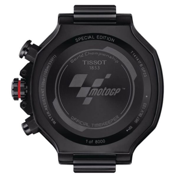 TISSOT T-Race Men’s Quartz Swiss Made Red Silicone Strap Black Dial 45mm Watch T141.417.37.057.01