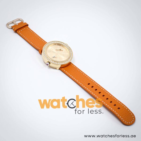 Elle Women’s Quartz Orange Leather Strap Gold Dial 41mm Dual Time Watch EL20038S56N