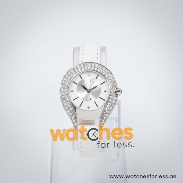 Elle Women’s Quartz White Leather Strap Silver Dial 34mm Watch EL20052P03N