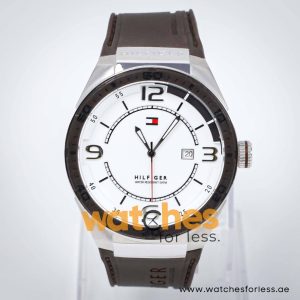 Tommy Hilfiger Men’s Quartz Brown Silicone Strap White Dial 43mm Watch 1790825