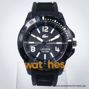 Lacoste Men’s Quartz Black Silicone Strap Black Dial 46mm Watch 2010717