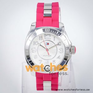 Tommy Hilfiger Women’s Quartz Pink Silicone Strap Silver Sunray Dial 36mm Watch 1781308