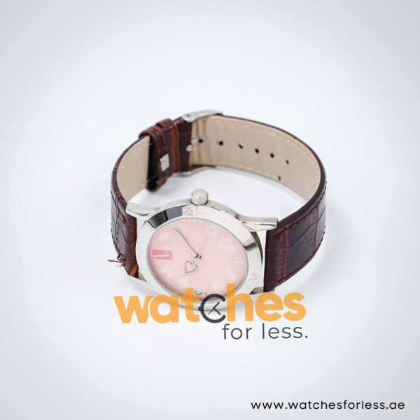 Elle Women’s Quartz Dark Brown Leather Strap Light Pink Dial 37mm Watch EL0009