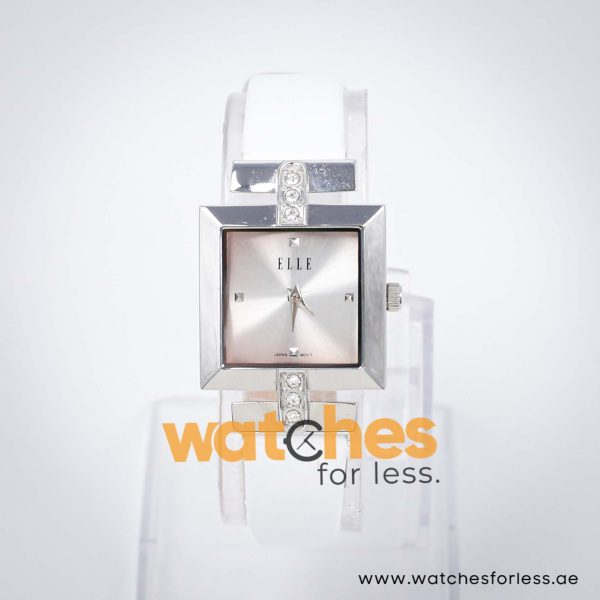 Elle Women’s Quartz White Leather Strap Silver Dial 25mm Watch EL20028S05C