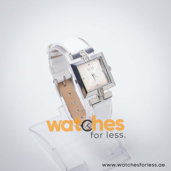 Elle Women’s Quartz White Leather Strap Silver Dial 25mm Watch EL20028S05C