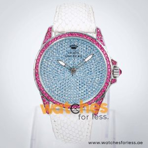 Juicy Couture Women’s Quartz White Leather Strap Sky Blue Dial 40mm Watch 1901132