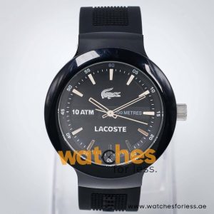 Lacoste Men’s Quartz Black Silicone Strap Black Dial 44mm Watch 2010685/1