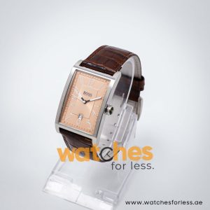Hugo Boss Men’s Quartz Brown Leather Strap Peach Dial 30mm Watch 1512163