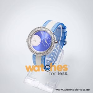 Elle Women’s Quartz Two Tone Nylon Strap Blue Dial 41mm Dual Time Watch EL20038S57N