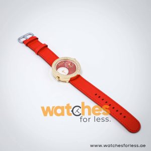 Elle Women’s Quartz Red Leather Strap Maroon Dial 41mm Dual Time Watch EL20038S59N