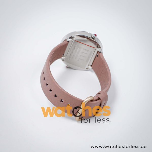 Elle Women’s Quartz Mauve Leather Strap Peach Dial 41mm Dual Time Watch EL20038S02N