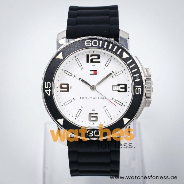 Tommy Hilfiger Men’s Quartz Black Silicone Strap White Dial 43mm Watch 1790821