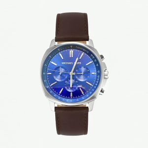 Michael Kors Men’s Quartz Brown Leather Strap Blue Dial 42mm Watch MK8996