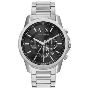 Armani Exchange Men’s Quartz Silver Stainless Steel Black Dial 44mm Watch AX1720