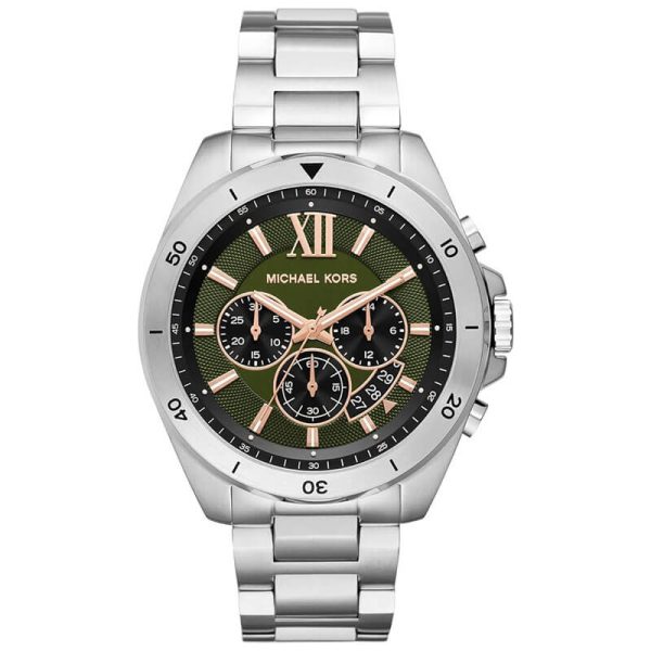 Michael Kors Men’s Quartz Silver Stainless Steel Green Dial 45mm Watch MK8984