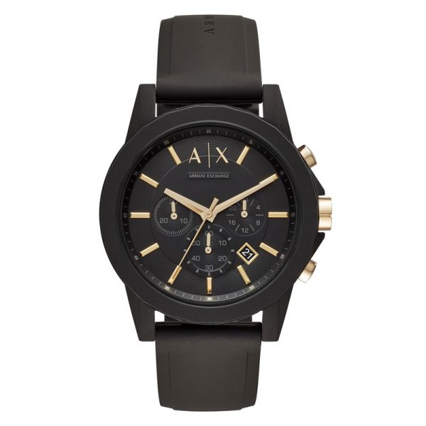 Armani Exchange Men’s Quartz Black Silicone Strap Black Dial 44mm Watch AX7105