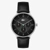 Lacoste Men’s Quartz Black Leather Strap Black Dial 42mm Watch 2011139