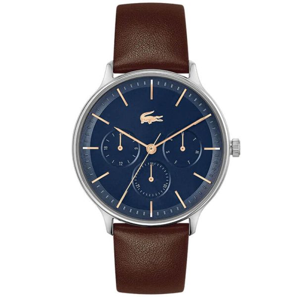 Lacoste Men’s Quartz Brown Leather Strap Blue Dial 42mm Watch 2011227