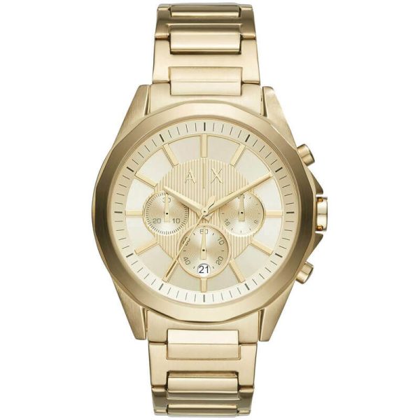 Armani Exchange Men’s Quartz Gold Stainless Steel Gold Dial 44mm Watch AX2602