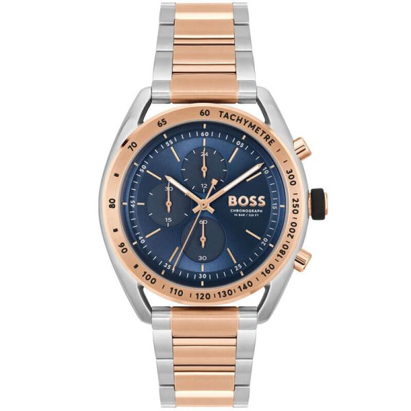 Hugo Boss Men’s Quartz Two Tone Stainless Steel Blue Dial 44mm Watch 1514026