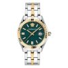 Versace Men’s Quartz Swiss Made Two Tone Stainless Steel Green Dial 41mm Watch VE3K00422