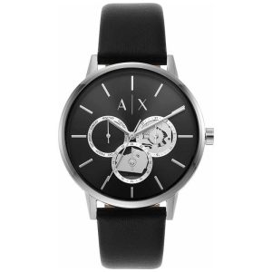 Armani Exchange Men’s Quartz Black Leather Strap Black Dial 42mm Watch AX2745